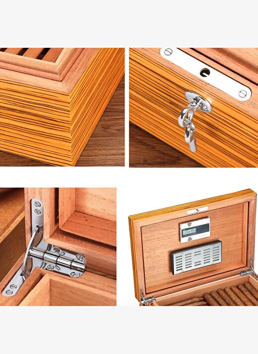 Sikarlan Cedar Puro Kutusu Humidor Mat Zebrano Wood 150s 4