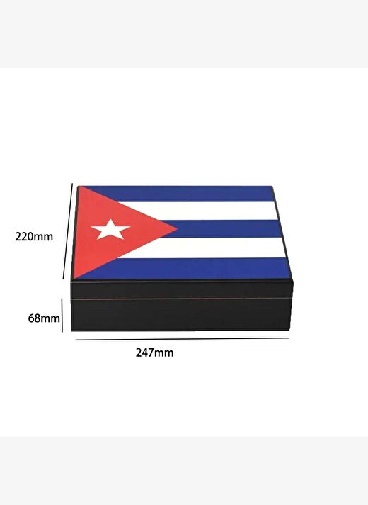 Cuban Flag Desen Puro Kutusu Humidor İçi Magnetli Siyah 20s 4