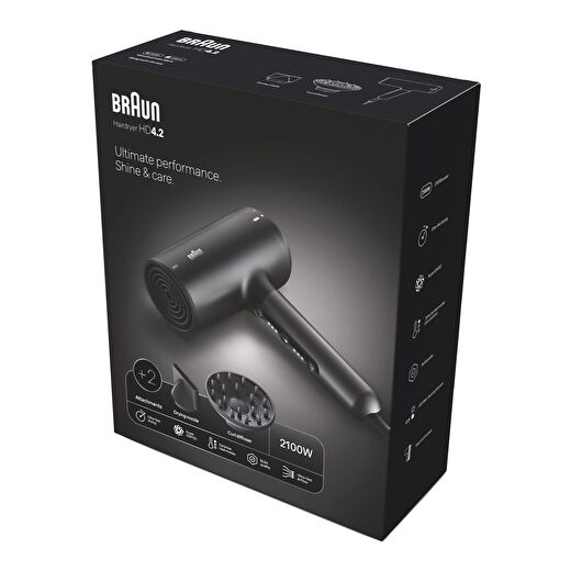 Braun BRHD425E HD4.2 IONTEC Difüzörlü Saç Kurutma Makinesi, 2 Başlıklı, 2100W 2