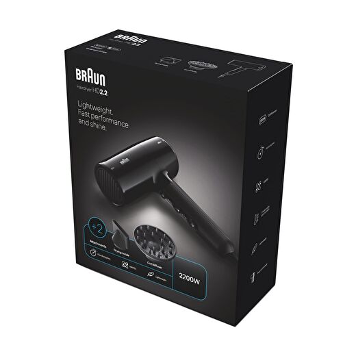 Braun BRHD225E HD2.2 IONTEC Difüzörlü Saç Kurutma Makinesi, 2 Başlıklı, 2200W  2