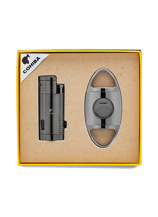 Cohiba 3 Torch Çakmak Ve Kesici Puro Seti Gunmetal 1