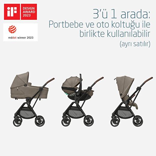 Maxi-Cosi Leona2 Çift Yönlü Uzatılabilir Sırt Desteği Tam Yatabilir Bebek Arabası Twillic Truffle 4