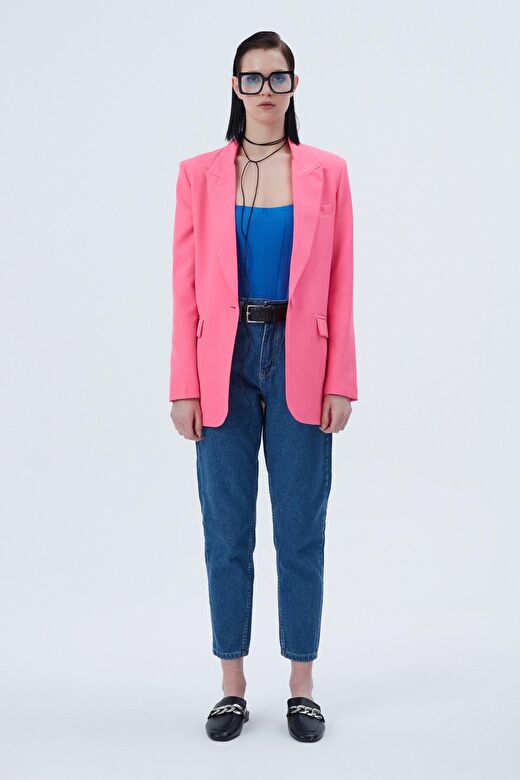 Blazer Ceket Neon Pembe 1