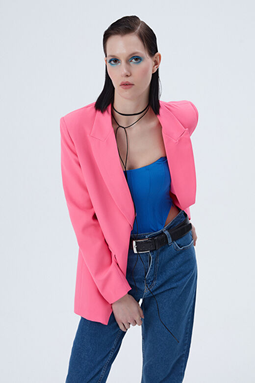 Blazer Ceket Neon Pembe 2