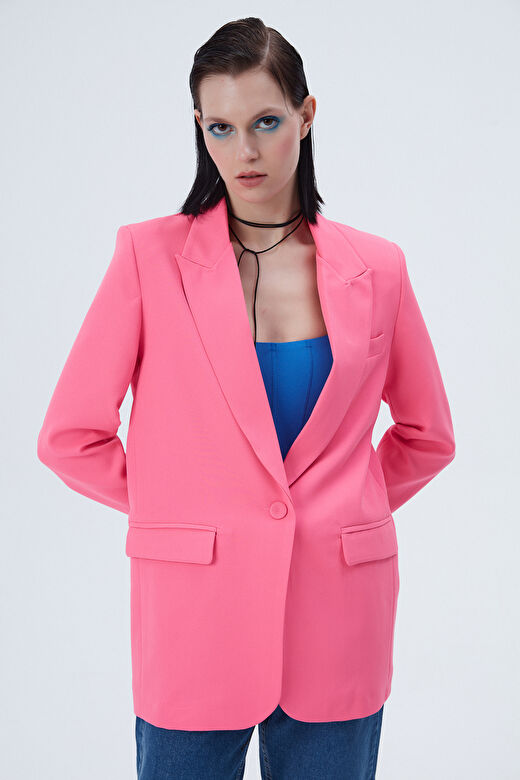 Blazer Ceket Neon Pembe 3