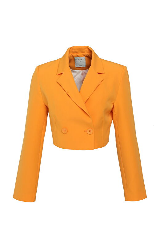Kruvaze Crop Blazer Ceket Koyu Oranj 1