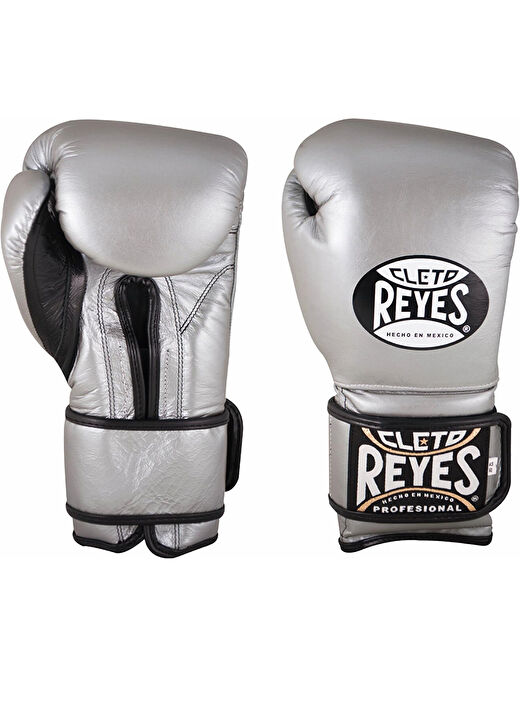 Cleto Reyes Silver Leather Strap & Attached Thumb And Hook & Loop Closure Boks Eldiveni Gümüş 1
