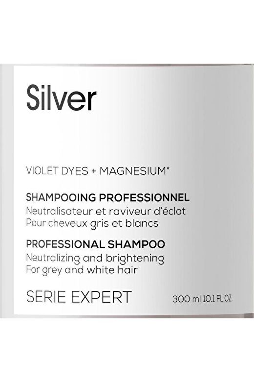 Serie Expert Silver Çok Açık Sarı, Gri Ve Beyaz Saçlar Için Renk Dengeleyici Mor Şampuanı 300 ML 2
