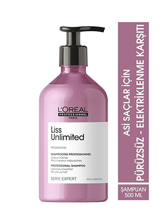 Serie Expert Liss Unlimited Elektriklenme Karşıtı Ve Yumuşaklık Veren Şampuan 500 Ml 1