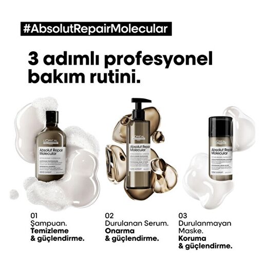 Loreal Professionel Absolut Repair Molecular Yıpranmış Saçlar İçin Şampuan 500 ML 4