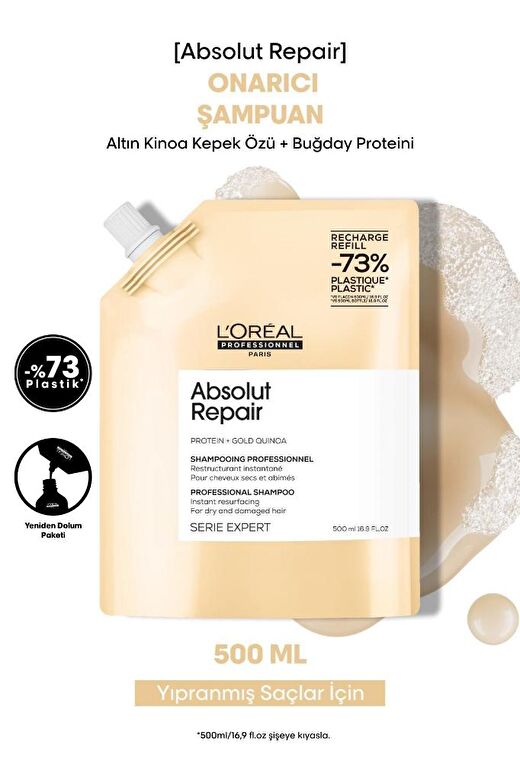 L'oreal Professionnel Absolut Repair Yıpranmış Saçlar için Onarıcı Refill Şampuan 500ml 1