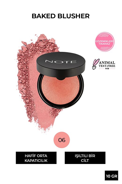 Note Baked Allık 06 Hot Rose Işıltılı Highlighter 1