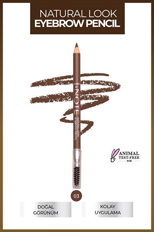 Note Natural Look Eyebrow Pencil 03 Brown Kaş Kalemi - Kahverengi 1
