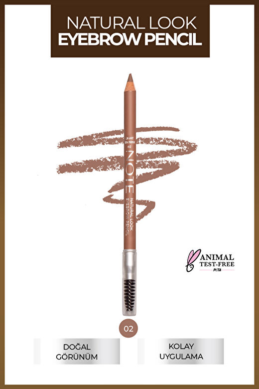 Note Natural Look Eyebrow Pencil 02 Light Brown Kaş Kalemi - Kahverengi 1