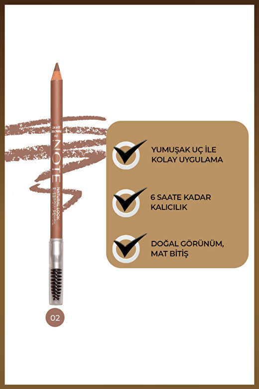 Note Natural Look Eyebrow Pencil 02 Light Brown Kaş Kalemi - Kahverengi 2