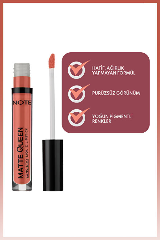 Note Matte Queen Lipstick 08 Glamour Touch Kalıcı Likit Ruj - Nude 3