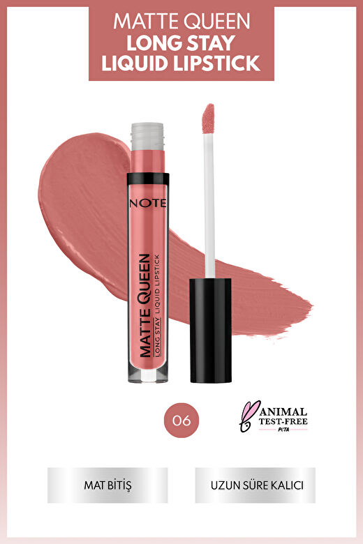 Note Matte Queen Lipstick 06 Noble Rose Kalıcı Likit Ruj - Nude 2