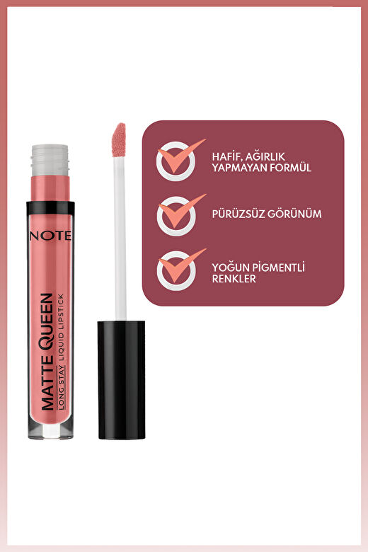 Note Matte Queen Lipstick 06 Noble Rose Kalıcı Likit Ruj - Nude 3