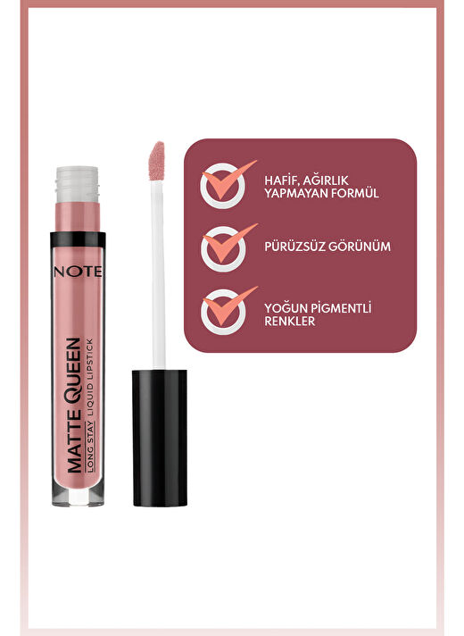 Note Matte Queen Lipstick 03 Rose Dust Kalıcı Likit Ruj - Nude 3