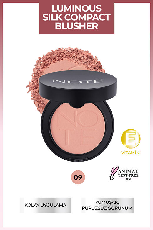 Note Luminous Silk Compact Allık 09 Dusty Pink 1