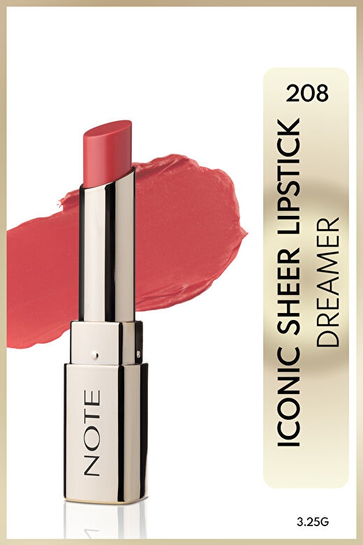 Note Iconic Sheer Lipstick 208 Dreamer Nemlendirici Parlak Ruj - Pembe 1