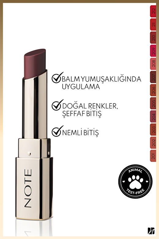 Note Iconic Sheer Lipstick 207 Idol Nemlendirici Parlak Ruj - Kahverengi 2