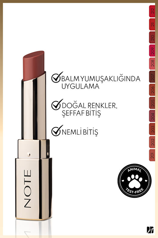 Note Iconic Sheer Lipstick 203 Charming Nemlendirici Parlak Ruj - Nude 2