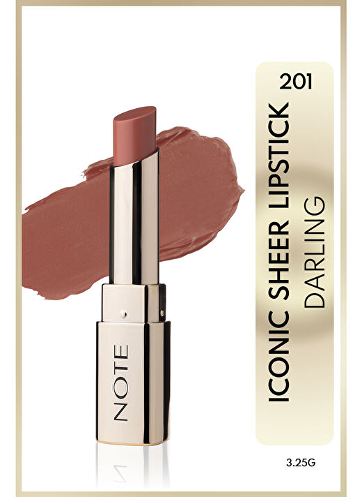 Note Iconic Sheer Lipstick 201 Darling Nemlendirici Parlak Ruj - Nude 1