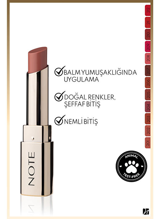Note Iconic Sheer Lipstick 201 Darling Nemlendirici Parlak Ruj - Nude 2