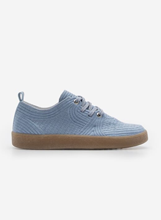 Kadın Sneaker İşlemeli Nakışlı Renkli Bağcıklı Spor Ayakkabı Valgin Mavi 4
