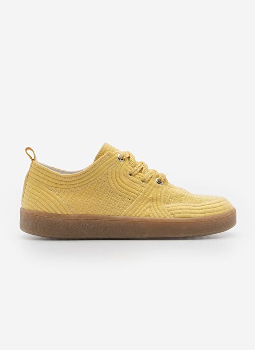 Kadın Sneaker İşlemeli Nakışlı Renkli Bağcıklı Spor Ayakkabı Valgin Sarı 2