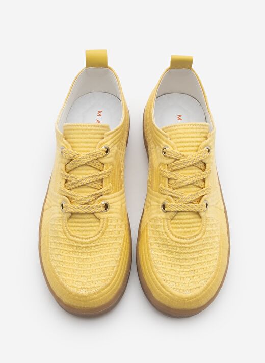 Kadın Sneaker İşlemeli Nakışlı Renkli Bağcıklı Spor Ayakkabı Valgin Sarı 4