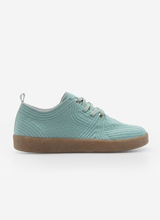 Kadın Sneaker İşlemeli Nakışlı Renkli Bağcıklı Spor Ayakkabı Valgin Su Yeşili 2