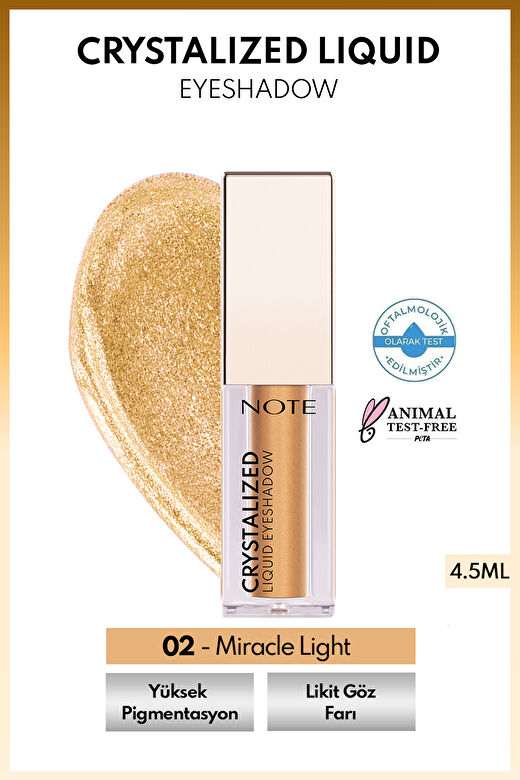Note Crystalized Liquid Eyeshadow Likit Metalik Göz Farı - 02 Miracle Light 1