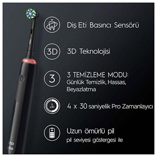 Oral-B Pro 3 3500 Şarj Edilebilir Diş Fırçası - Siyah 2