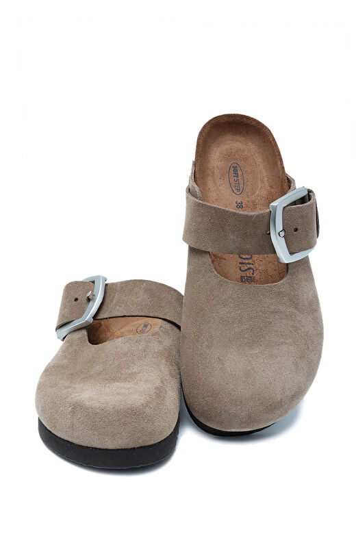 14444 Ch-Kifidis Soft Step Kadın Süet Deri Sabo Mantar Terlik 36-41 2