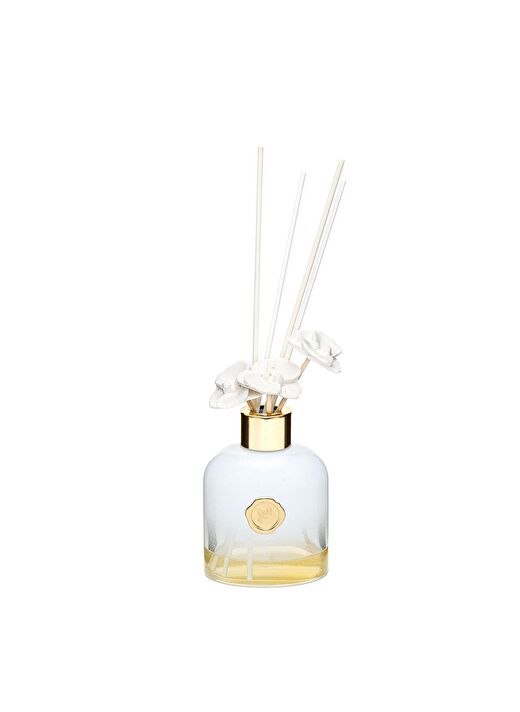 130 ml Beyaz Cam Şişe Seramik Çiçek Taş Bambu Çubuklu White Jasmine Oda Kokusu 1