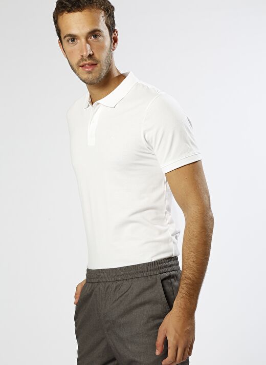 Jack & Jones Polo Yaka Düz Beyaz Erkek T-Shirt 12136516 JJEBASIC 2