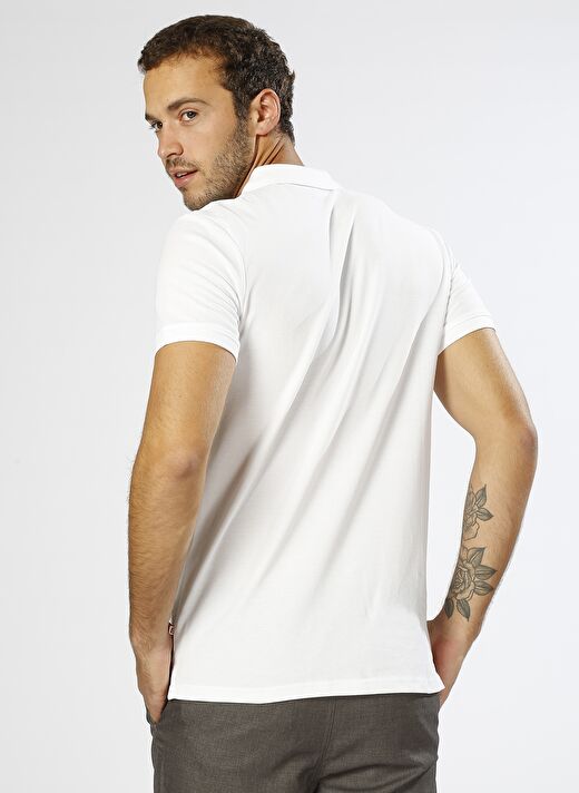 Jack & Jones Polo Yaka Düz Beyaz Erkek T-Shirt 12136516 JJEBASIC 4