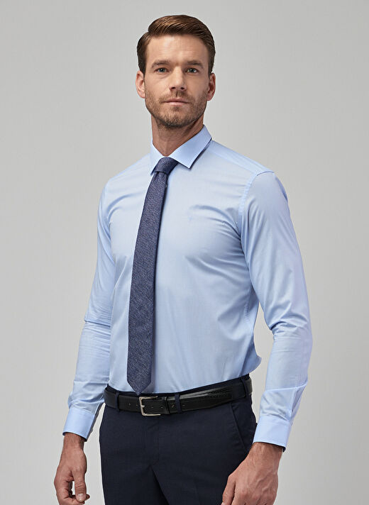 Altınyıldız Classics Açık Mavi Erkek Slim Fit Düz Gömlek 4A2000000021    2
