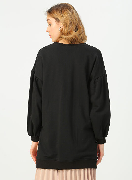 Quzu Siyah Baskılı Sweatshirt 2