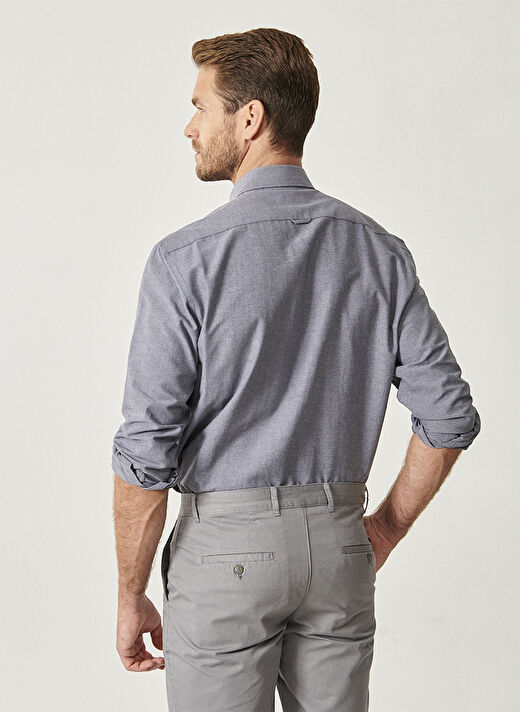 Altınyıldız Classics Slim Fit Düğmeli Yaka Oxford Antrasit Erkek Gömlek 4A2000000050 4