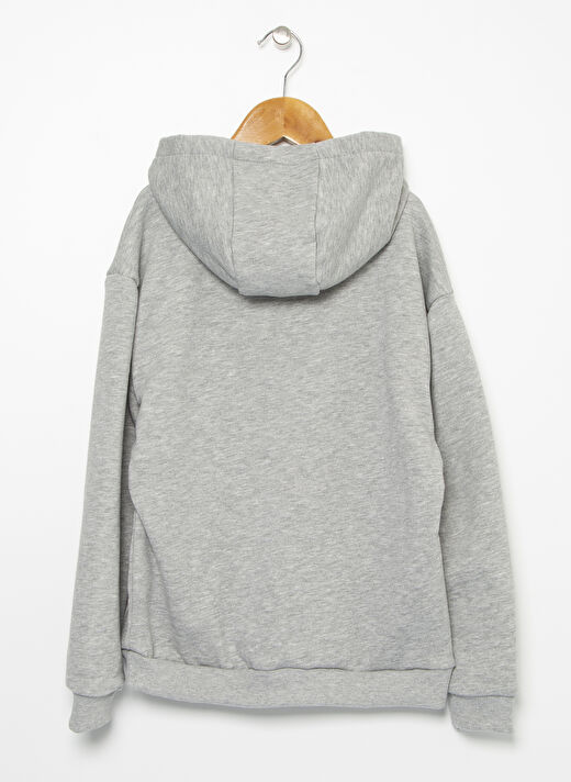 Turkish Dictionary Kapüşonlu Standart Kalıp Baskılı Gri Melanj Çocuk Sweatshirt - Brain D1 2