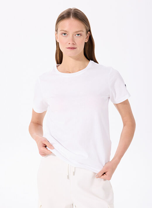 Fabrika Tengiz Beyaz Bisiklet Yaka Kadın T-Shirt 3