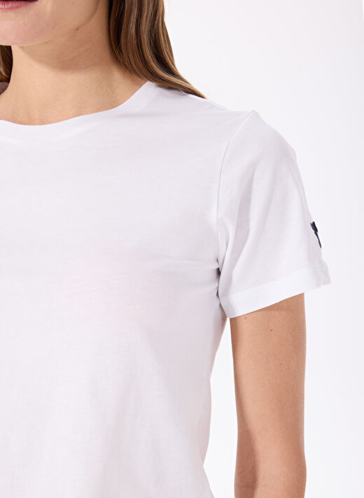 Fabrika Tengiz Beyaz Bisiklet Yaka Kadın T-Shirt 4
