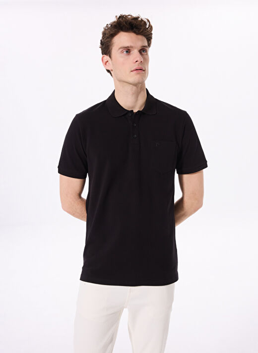 Fabrika Comfort Siyah Erkek Basic %100 Pamuk Polo T-Shirt CM NOBRO K CEPLI 3