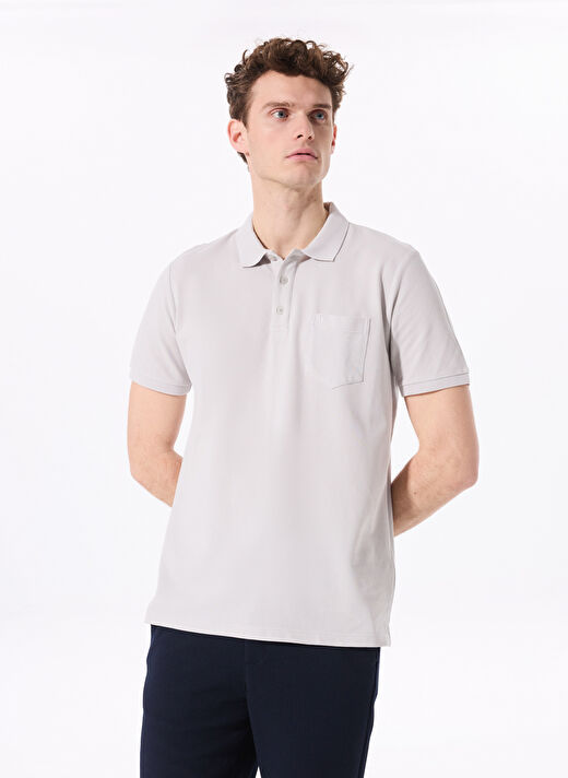 Fabrika Comfort Gri Erkek Basic %100 Pamuk Polo T-Shirt CM NOBRO K CEPLI 1
