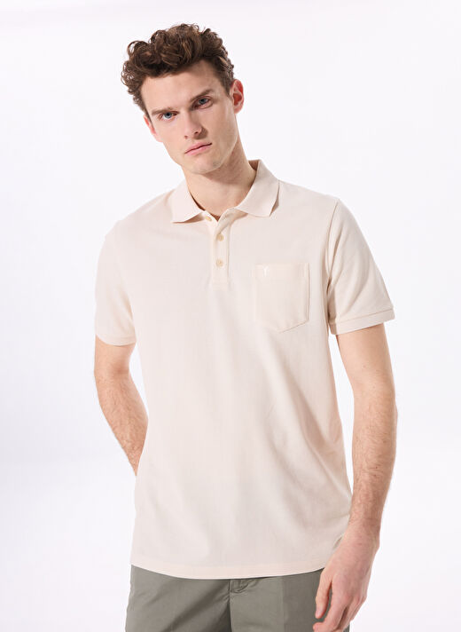 Fabrika Comfort Bej Erkek Basic %100 Pamuk Polo T-Shirt CM NOBRO K CEPLI 3