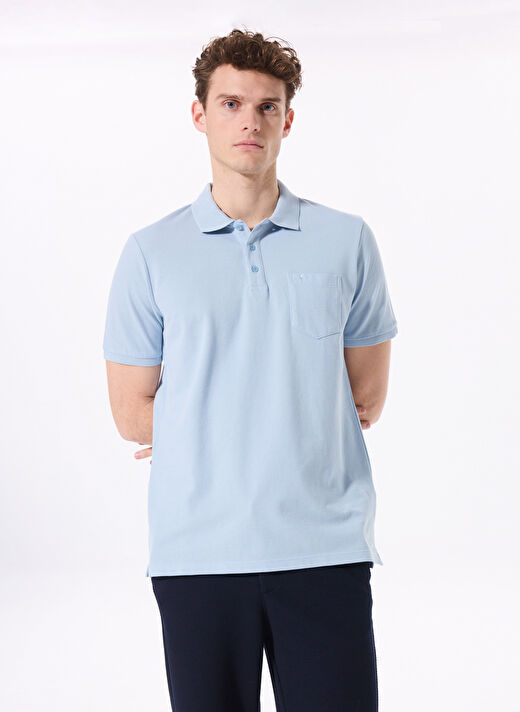 Fabrika Comfort Mavi Erkek %100 Pamuk Polo T-Shirt 3