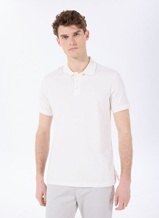 Fabrika Beyaz Erkek Basic Düz Polo T-Shirt LEGOLAS Y 1